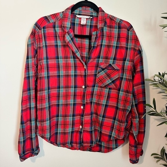 Victoria's Secret Red & Green Plaid Sleep Shirt‎ Pajamas Women's Size Small - Picture 1 of 3
